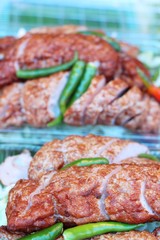 Obraz premium grilled sausage asia delicious at street food
