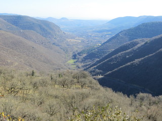 Mountain view within walking path in nature