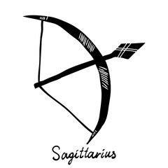 Sagittarius zodiac hand drawing sign for horoscope. Usable for mystic  occult  palmistry and witchcraft alchemy. Vector.