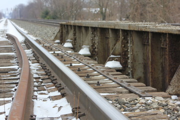 Fototapeta na wymiar Train Rail Snow