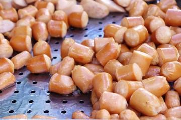 Fried sausage is delicious at street food