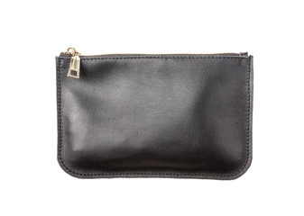 Women's leather clutch in black. Isolate on white background