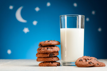 Heap of cookies and milk