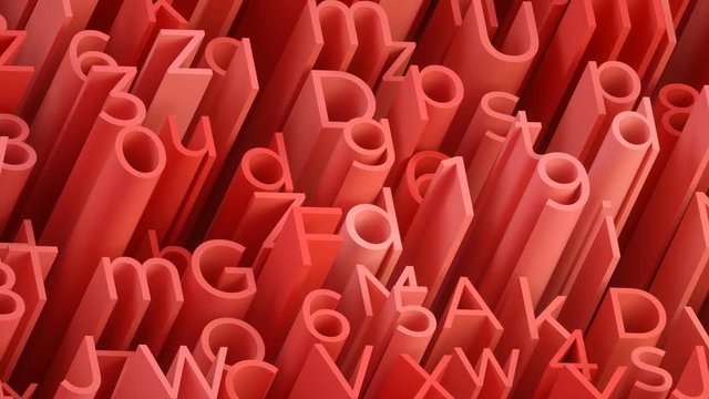 Random 3d red letters and numbers animated background