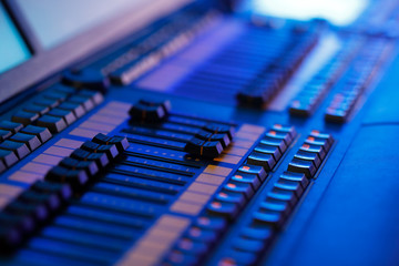 close up of professional stage lighting controller