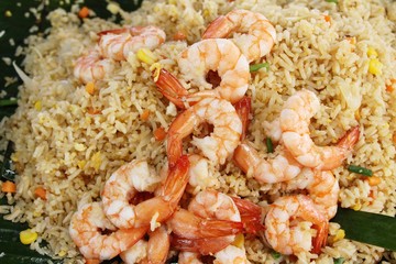 Shrimp fried rice with vegetables is delicious