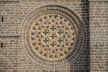 The Cathedral-fortress of Avila, Castile-Leon, Spain. Romanesque and Gothic styles. Its apse froms one of the turrets of the city walls.