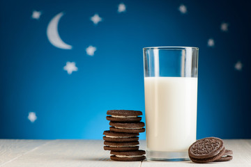 Yummy chocolate cookies and milk