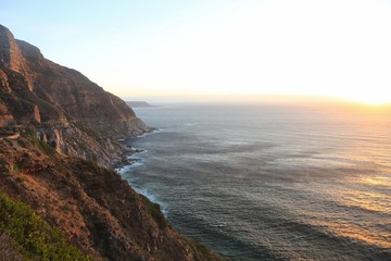 Chapman's Peak Drive on the Atlantic Coast between Hout Bay and Noordhoek is a beautiful views in the world at  Cape Town, South Africa