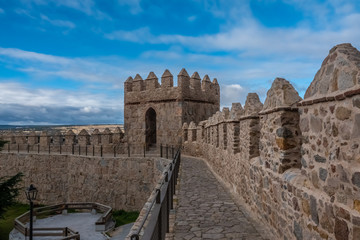 The magnificent medieval walls of Avila, Castile-Leon, Spain. A UNESCO World Heritage Site completed between the 11th and 14th centuries