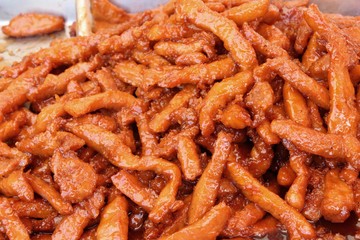 Fried pork with garlic in street food