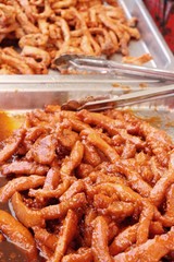 Fried pork with garlic in street food