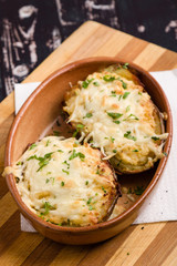 fresh healthy baked delicious baked potato on white plate