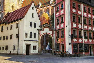 Historical buildings in the old town of Wroclaw, Poland.