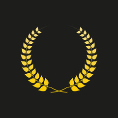 Laurel wreath icon. Golden Award and victory symbol. Trophy and prize for winners. Vector illustration. - obrazy, fototapety, plakaty
