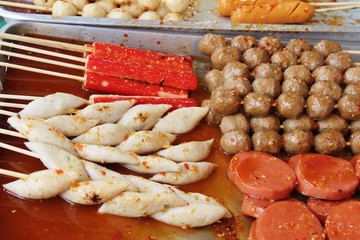 grilled meatballs is delicious at street food