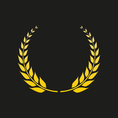Laurel wreath icon. Golden Award and victory symbol. Trophy and prize for winners. Vector illustration.