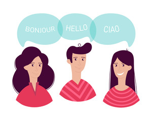 Hello in different languages of the world. Communication between people, a greeting. © inna_tan