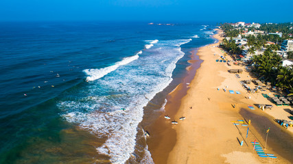 Aerial. Hikkaduwa beach. Sri Lanka.