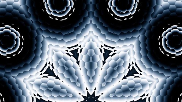 Hexagonal Black White Gray Bottom Kaleidoscope Motion Background Loop 2
