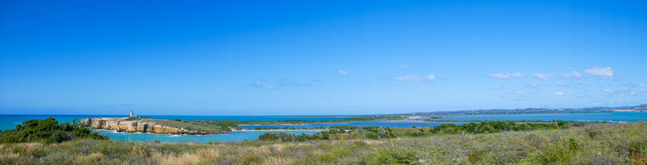 Nice view of a turquoise sea of the Caribbean. One of the most beautiful places in Puerto Rico - Los Morrillos, Cabo Rojo, Puerto Rico.