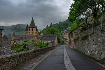 medieval village Conques  in the region of occitania, France