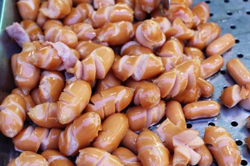 Fried sausage is delicious at street food