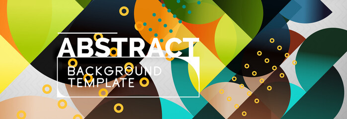 Abstract background, geometric composition, dynamic circles and round shapes design template