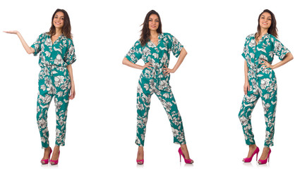 Fototapeta premium Collage of woman in fashion look isolated on white