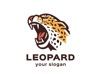 Leopard logo. Vector format, available for editing. Full-color version. White background. © dizamax
