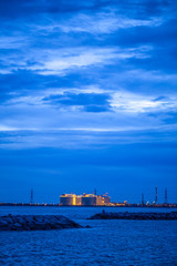 Fototapeta premium Large power plant in the middle of the sea