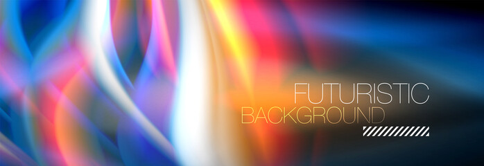 Fluid colors mixing glowing neon wave background, holographic texture