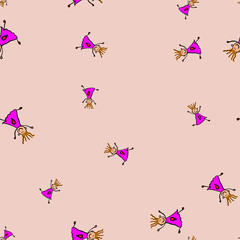 Kids seamless pattern in doodle style.