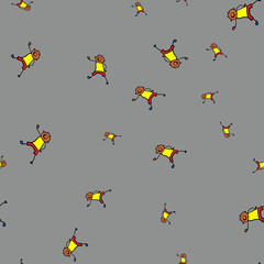 Kids seamless pattern in doodle style.