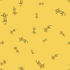 Kids seamless pattern in doodle style.
