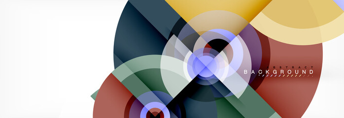 Minimal geometric circles and triangles abstract background, techno modern design, poster template