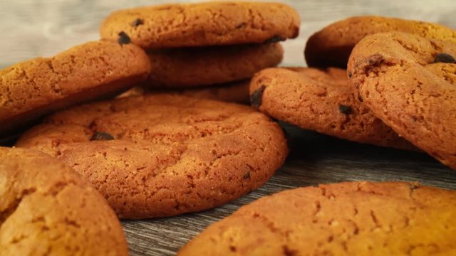 Oatmeal cookies with chocolate close-up