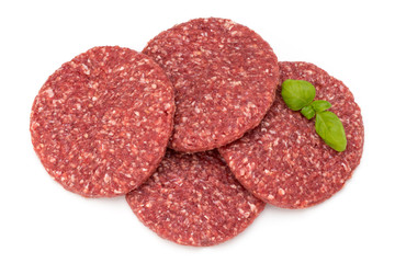 Raw fresh hamburger meat isolated on white.