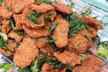 Fried fish cake is delicious at street food