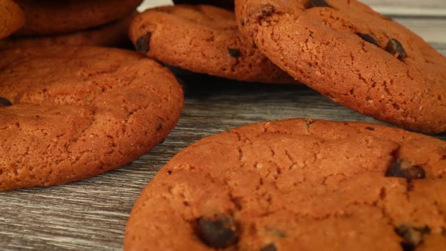 Oatmeal cookies with chocolate close-up