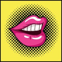 female mouth pop art style