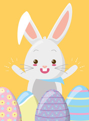 happy rabbit eggs easter