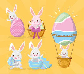 happy easter rabbit set