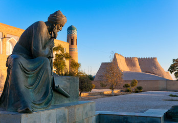 Uzbekistan. Khiva. Statue of Muhammad ibn Musa al-Khwarizmi - famous scientist born in Khiva in...