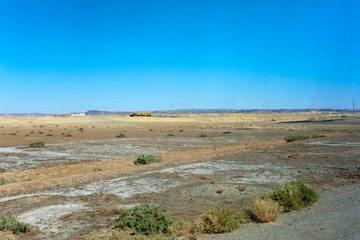 Uzbekistan. The train in the salt desert