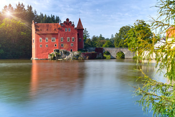 Naklejka na ściany i meble Cervena Lhota. Czech Republic. Castle on the lake