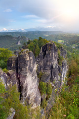 Bastei rock formation in Saxon Switzerland National Park, Germany
