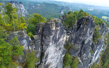 Bastei rock formation in Saxon Switzerland National Park, Germany