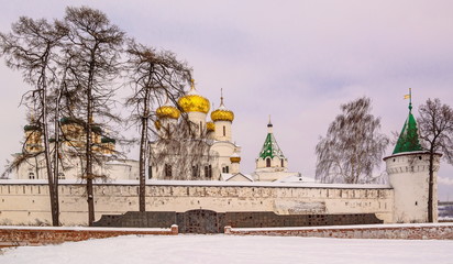 Winter evening in  Ipatiev Monastery in Kostroma