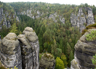 Bastei rock formation in Saxon Switzerland National Park, Germany